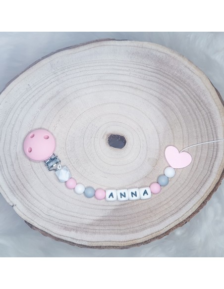 Attache tétine Anna coeur