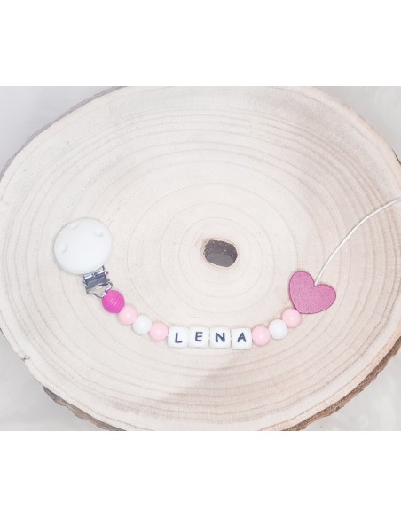 Attache tétine Lena coeur