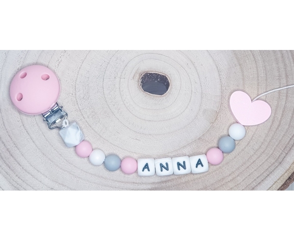 Attache tétine Anna coeur