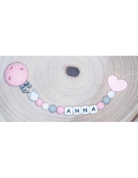 Attache tétine Anna coeur