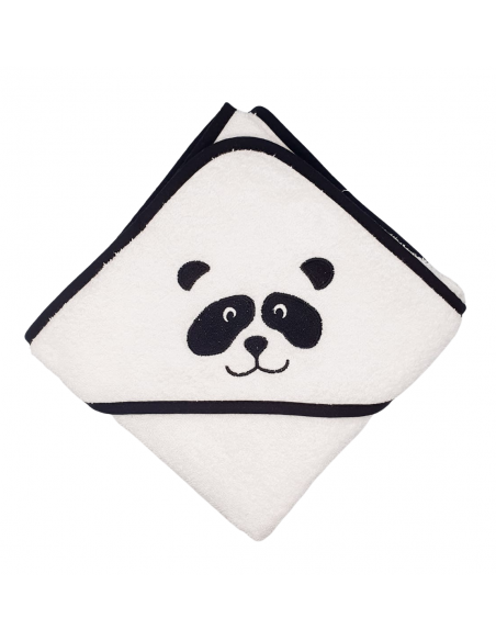 Cape de bain Panda Noir et blanc