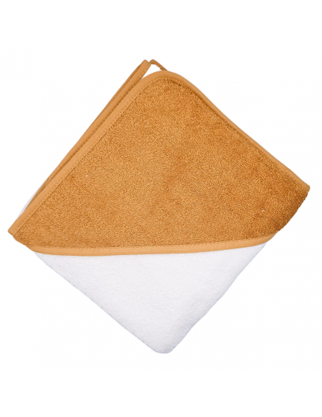 Cape de bain Moutarde et blanc