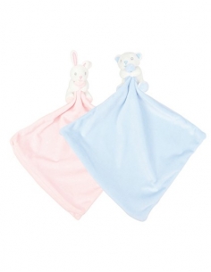 Doudou avec poche zipée - Rose / Ciel