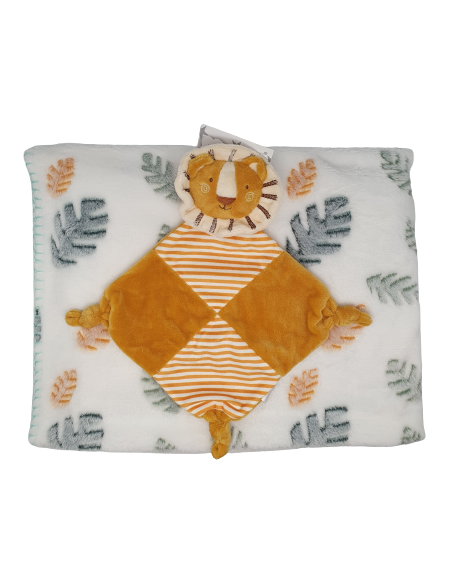 Coffret naissance doudou et couverture lion