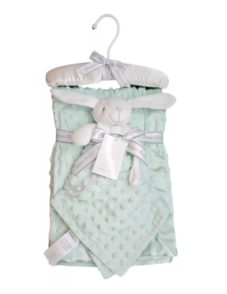 Pack couverture et doudou vert d'eau