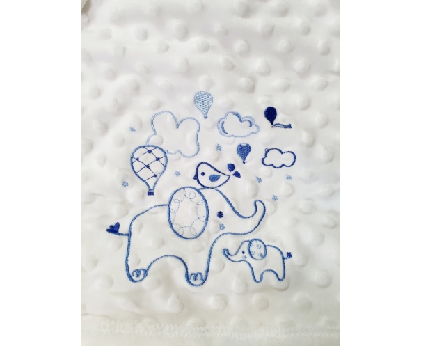 Couverture Minky chaude avec broderie éléphant