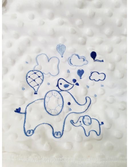 Couverture en minky pour bassinette  Éléphants bleu acier – Mini Nomade
