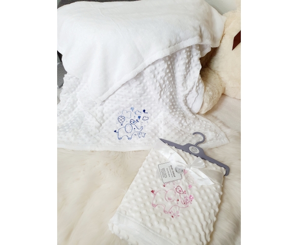 Couverture Minky chaude avec broderie éléphant