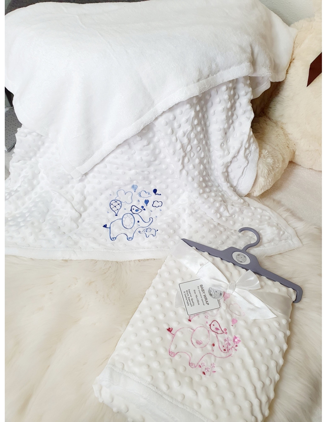 Couverture Minky Chaude Avec Broderie Elephant
