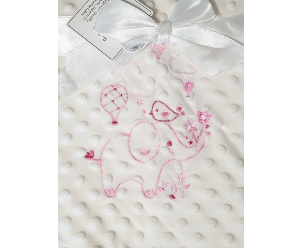 Couverture Minky chaude avec broderie éléphant