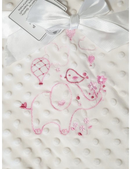 Couverture Minky chaude avec broderie éléphant