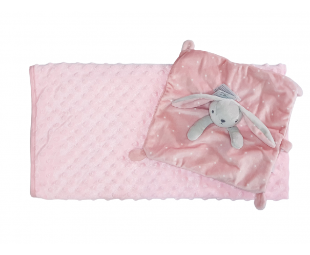 Pack couverture Minky + doudou lapin