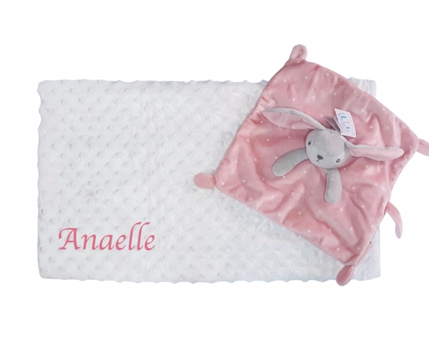 Pack couverture Minky + doudou lapin
