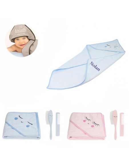 Cape de bain + 2 brosses à cheveux personnalisable